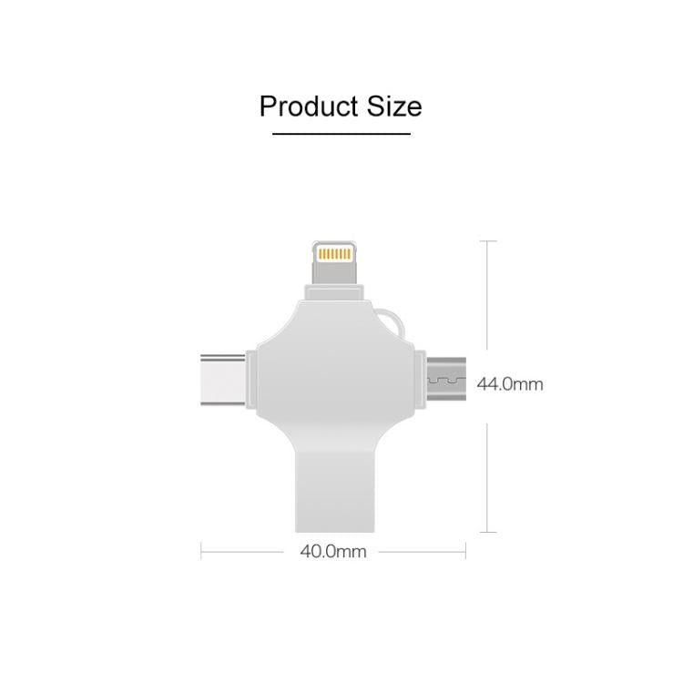 Chiavetta USB 3.0 16GB 4 in 1 con 8 Pin, Micro USB e Type-C