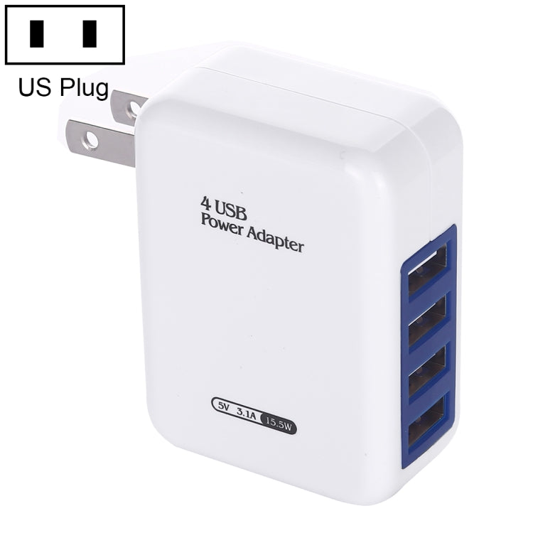 Caricatore da muro USB 4 porte 15,5W spina USA