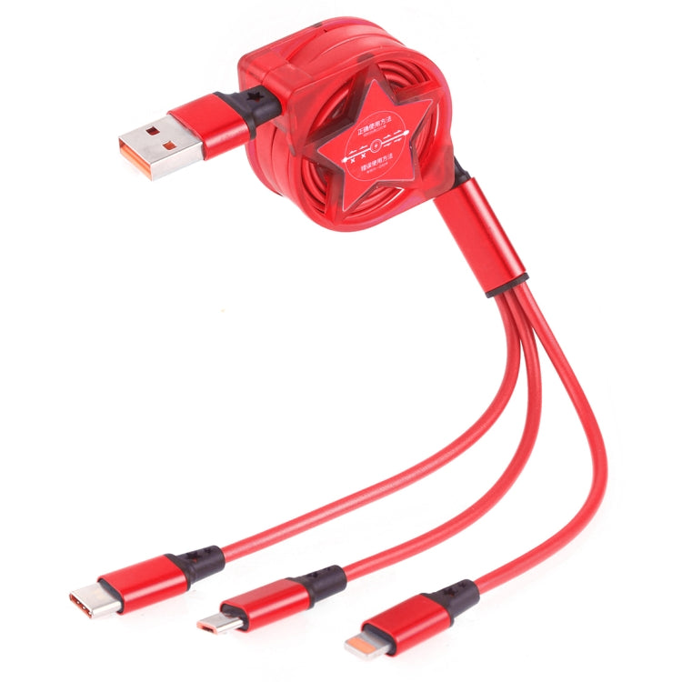 Cavo ricarica dati USB 3 in 1 retrattile 1,2 m