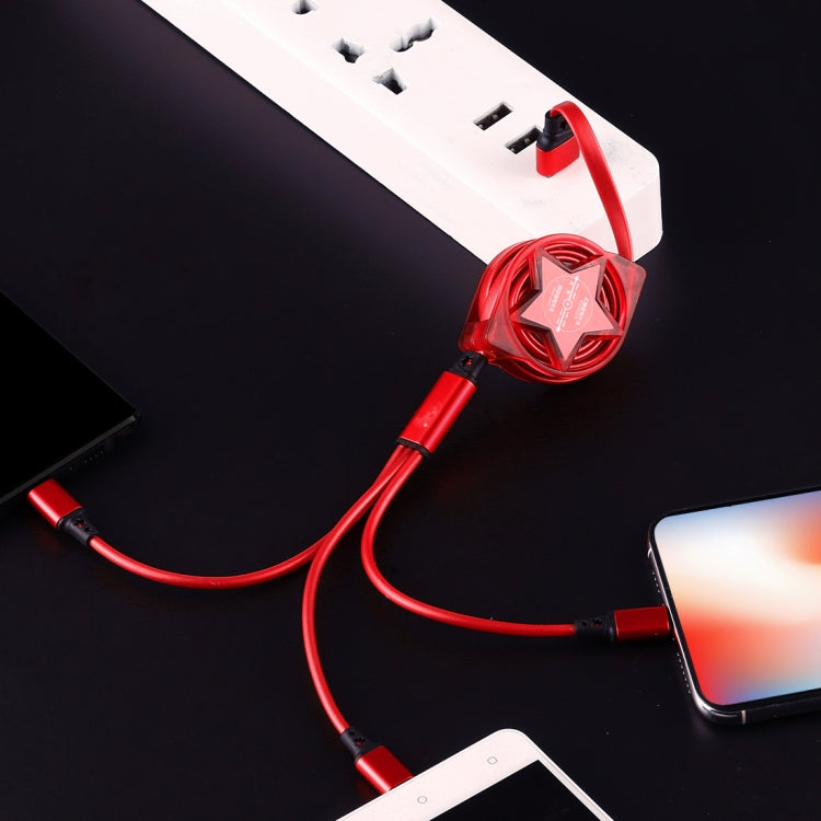 Cavo ricarica dati USB 3 in 1 retrattile 1,2 m