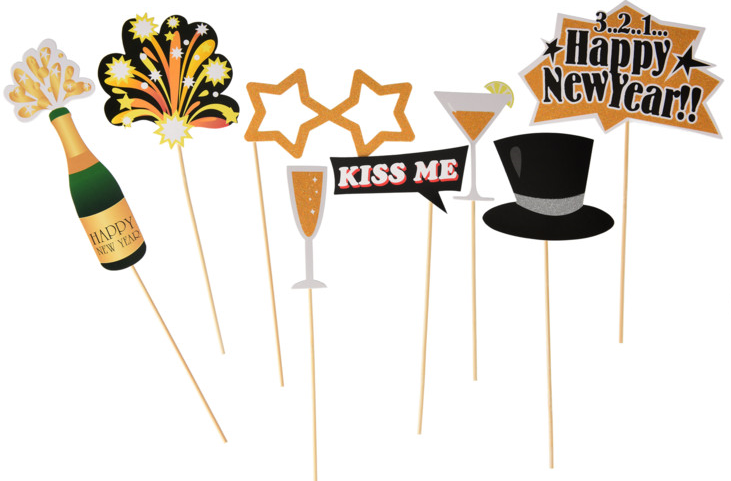 Accessori per foto e selfie set 8 pezzi per Capodanno e Natale