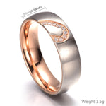Anello coppia cuore strass acciaio titanio oro misura 7