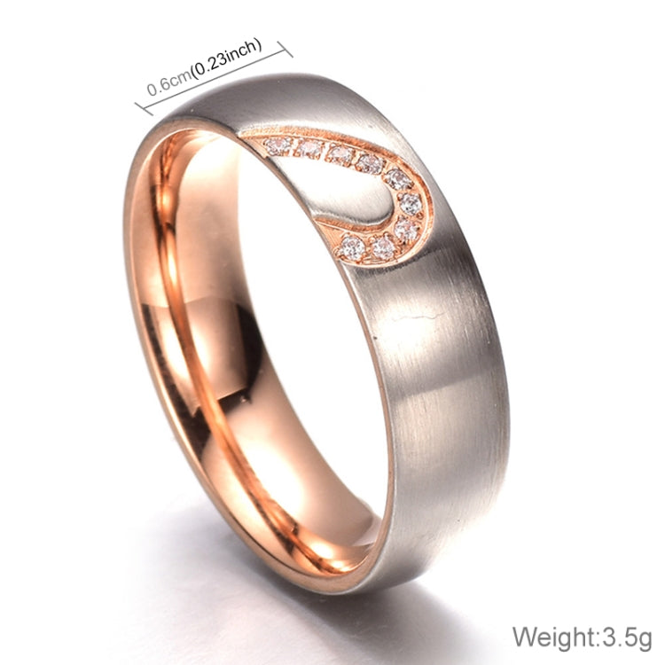 Anello coppia cuore strass acciaio titanio oro misura 7