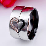 Anello coppia cuore strass acciaio titanio oro misura 7