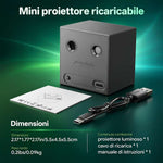 Mini proiettore natalizio rosso e verde ricaricabile USB-C - immagine 4