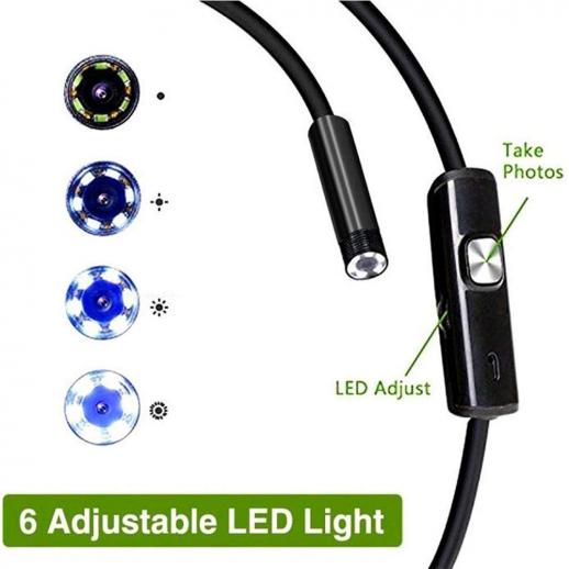 Telecamera endoscopica USB da 5 m con LED e sonda IP67