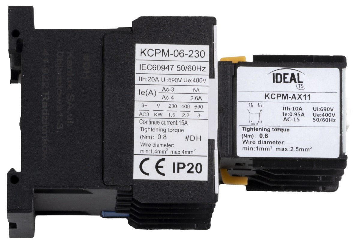 Blocco di contatti ausiliari per contattori di potenza mini KCPM – 2NO + 2NC 24113 5905339241139 KA2031