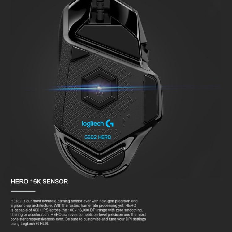 Mouse gaming cablato Logitech G502 HERO, 11 pulsanti programmabili - immagine 7