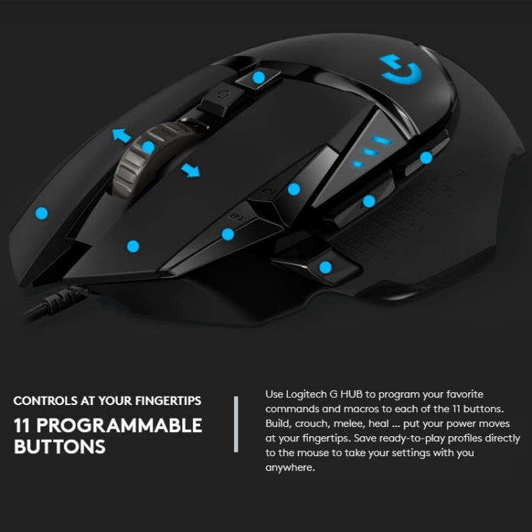 Mouse gaming cablato Logitech G502 HERO, 11 pulsanti programmabili - immagine 8