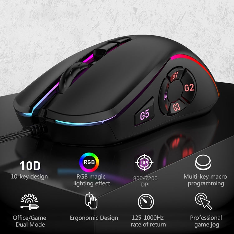 MKESPN X9 Mouse da gioco cablato 7200 DPI 10 pulsanti