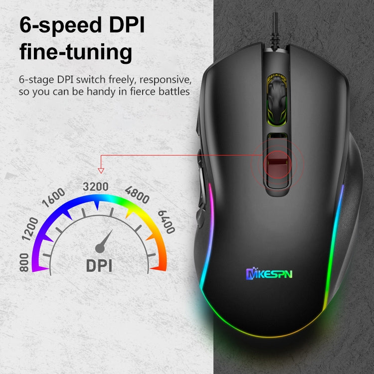 MKESPN X9 Mouse da gioco cablato 7200 DPI 10 pulsanti