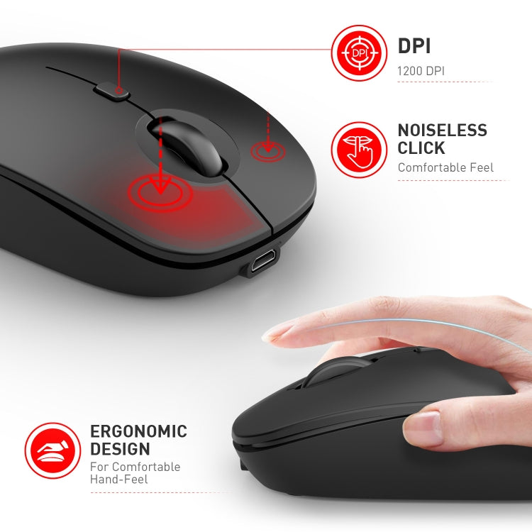 Mouse wireless MKESPN 859 2,4 GHz ricaricabile, 1200 DPI - immagine 3