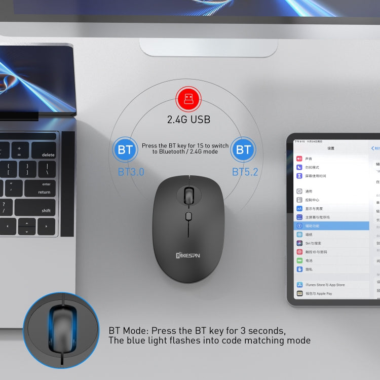 Mouse wireless MKESPN 859 2,4 GHz ricaricabile, 1200 DPI - immagine 6
