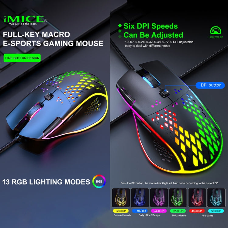 Mouse da gioco iMICE T97 RGB USB 7 pulsanti 7200 DPI