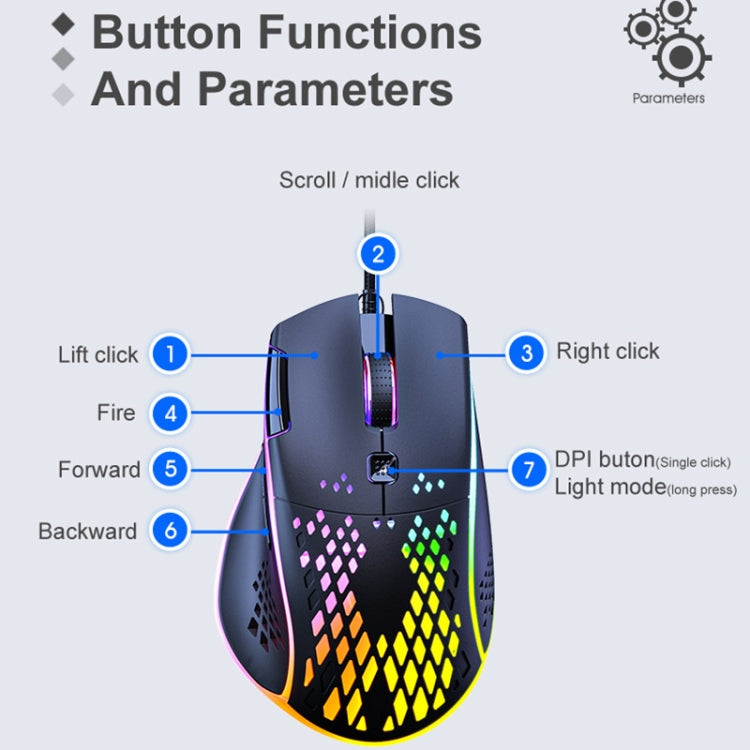 Mouse da gioco iMICE T97 RGB USB 7 pulsanti 7200 DPI