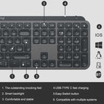 Tastiera Bluetooth wireless Logitech MX Keys silenziosa