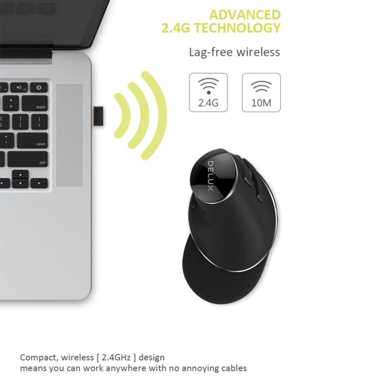 Mouse verticale wireless DELUX M618 Plus con DPI regolabili - immagine 4