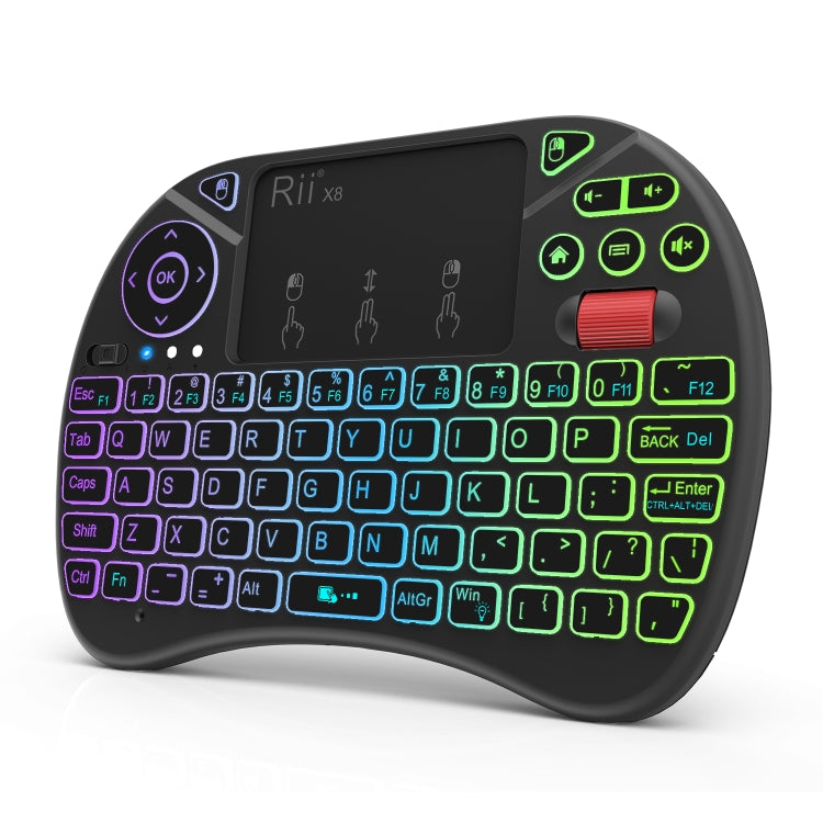 Mini tastiera wireless Rii X8 QWERTY con touchpad retroilluminato