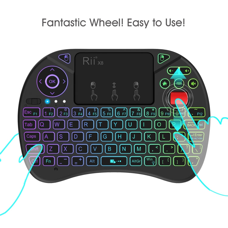Mini tastiera wireless Rii X8 QWERTY con touchpad retroilluminato - immagine 4