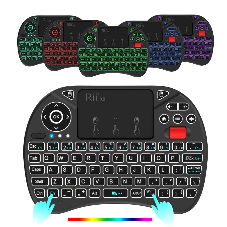 Mini tastiera wireless Rii X8 QWERTY con touchpad retroilluminato - immagine 6