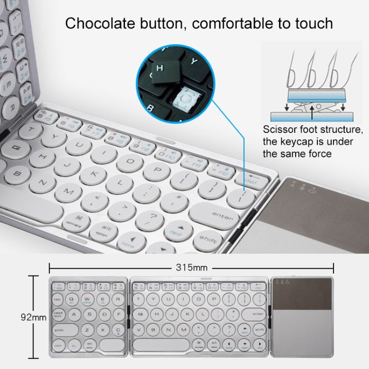 Tastiera Bluetooth pieghevole ricaricabile con touchpad - immagine 6