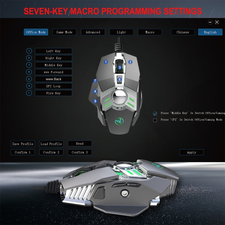 Mouse meccanico programmabile HXSJ J200 7 tasti RGB