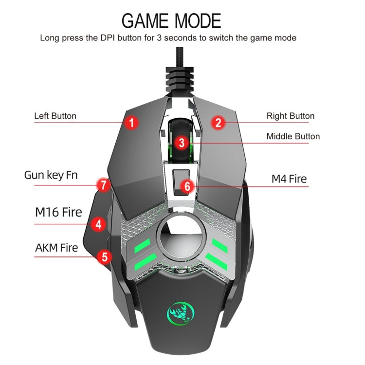 Mouse meccanico programmabile HXSJ J200 7 tasti RGB