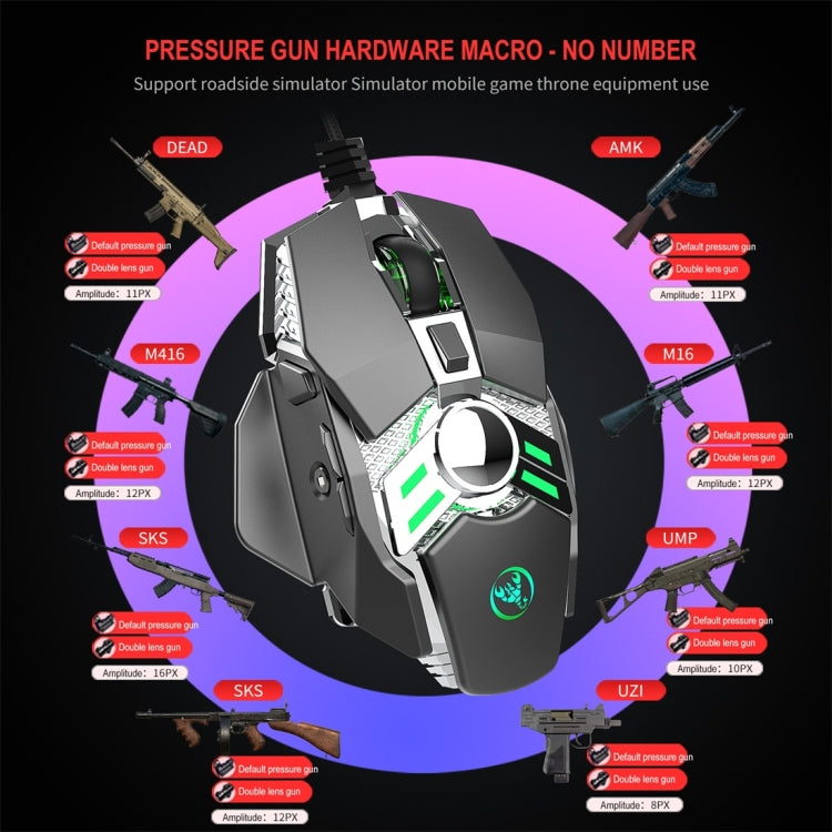 Mouse meccanico programmabile HXSJ J200 7 tasti RGB