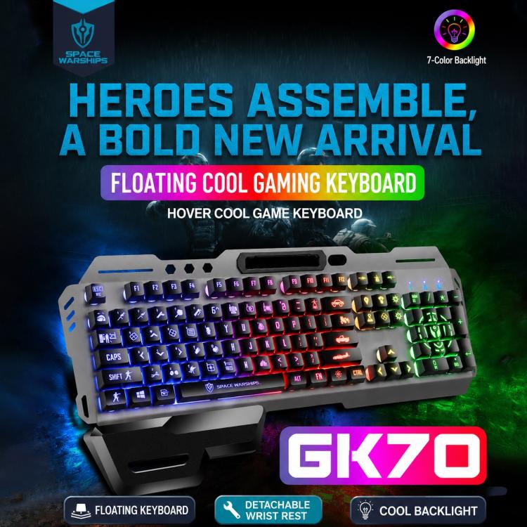 SHIPADOO GK70 Tastiera gaming RGB cablata 3 colori