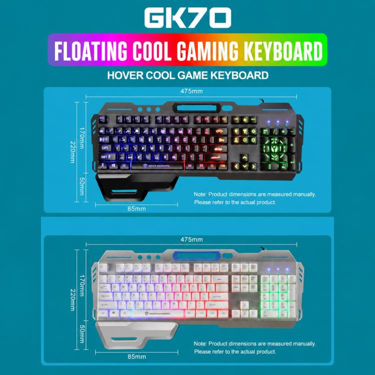 SHIPADOO GK70 Tastiera gaming RGB cablata 3 colori