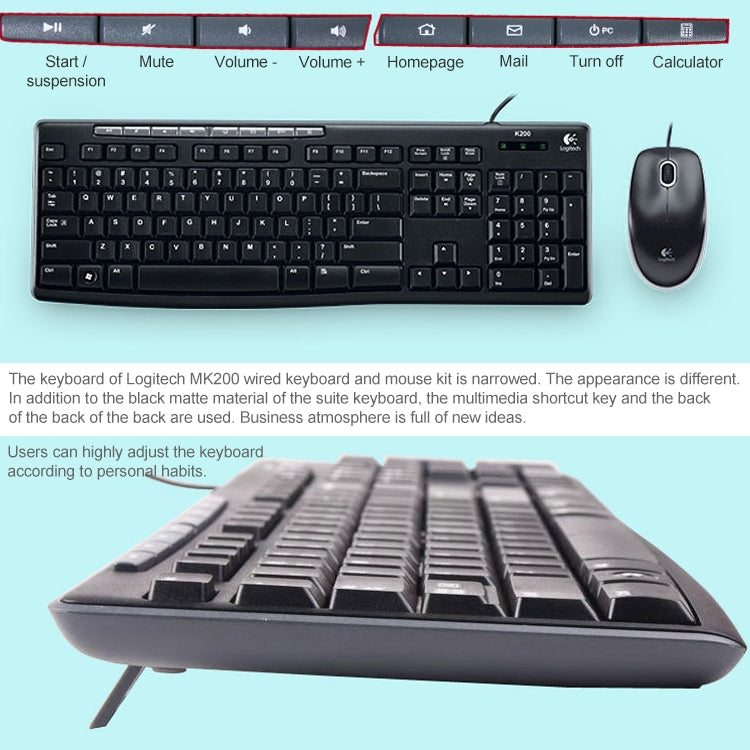 Set tastiera e mouse cablati Logitech MK200 USB - immagine 3