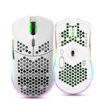 Mouse gaming wireless HXSJ T66 bianco, 7 tasti RGB - immagine 2