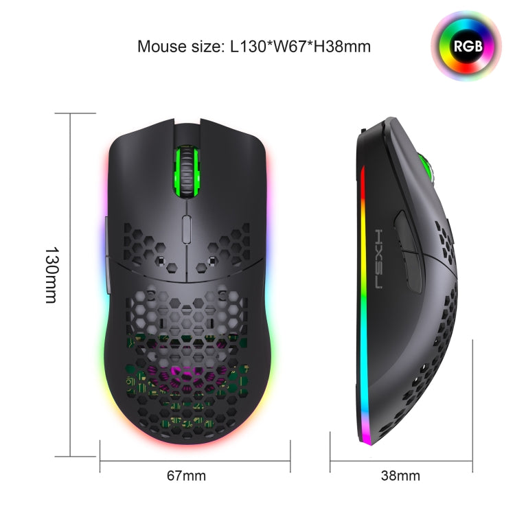 Mouse gaming wireless HXSJ T66 bianco, 7 tasti RGB - immagine 3