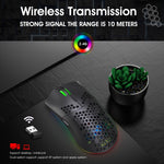 Mouse gaming wireless HXSJ T66 bianco, 7 tasti RGB - immagine 5