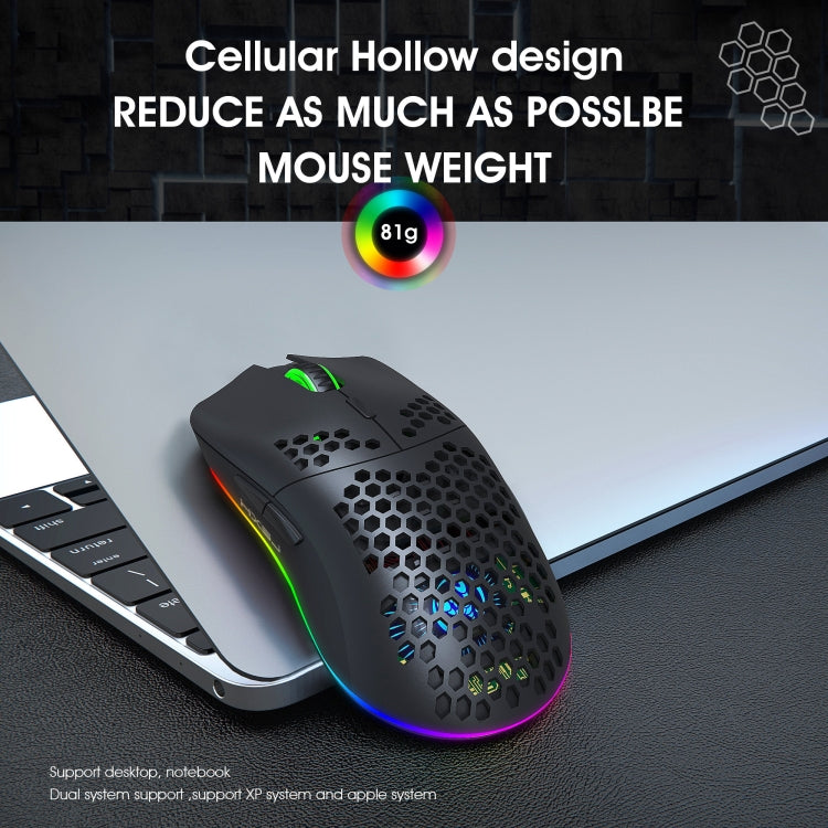 Mouse gaming wireless HXSJ T66 bianco, 7 tasti RGB - immagine 6