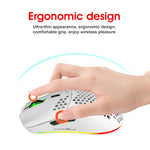 Mouse gaming wireless HXSJ T66 bianco, 7 tasti RGB - immagine 10