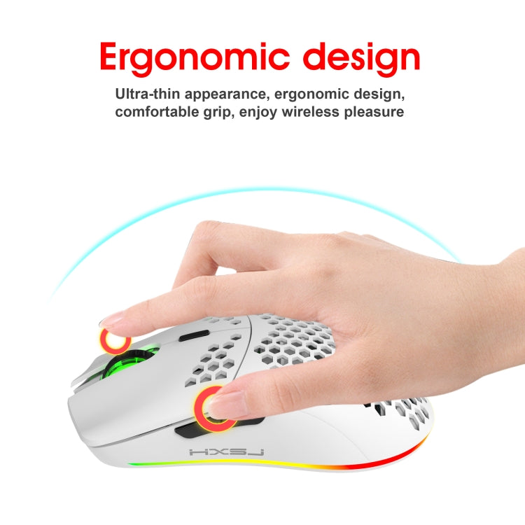 Mouse gaming wireless HXSJ T66 bianco, 7 tasti RGB - immagine 10