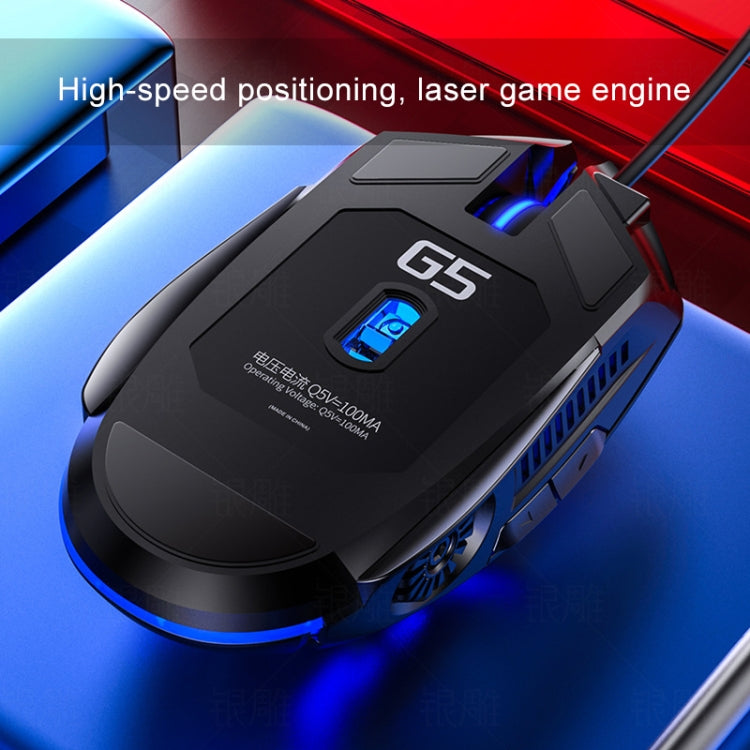 Mouse da gioco cablato YINDIAO G5 3200 DPI RGB 6 tasti