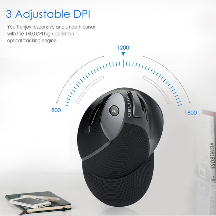 Mouse verticale wireless ergonomico DELUX M618GX 1600 DPI