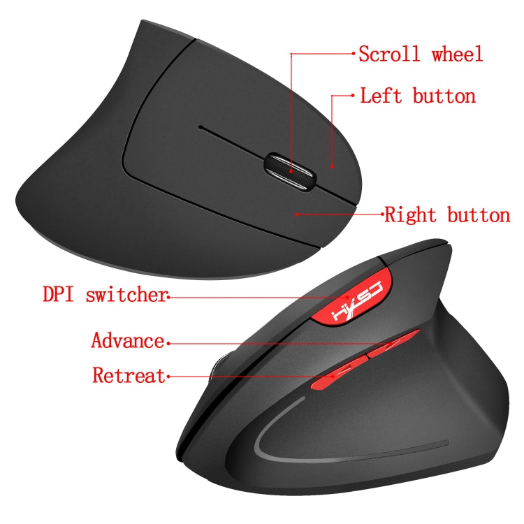 Mouse verticale wireless ergonomico 6 pulsanti, 2400 DPI - immagine 6