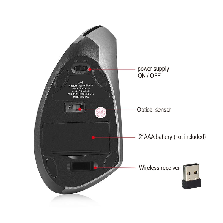 Mouse verticale wireless ergonomico 6 pulsanti, 2400 DPI - immagine 7