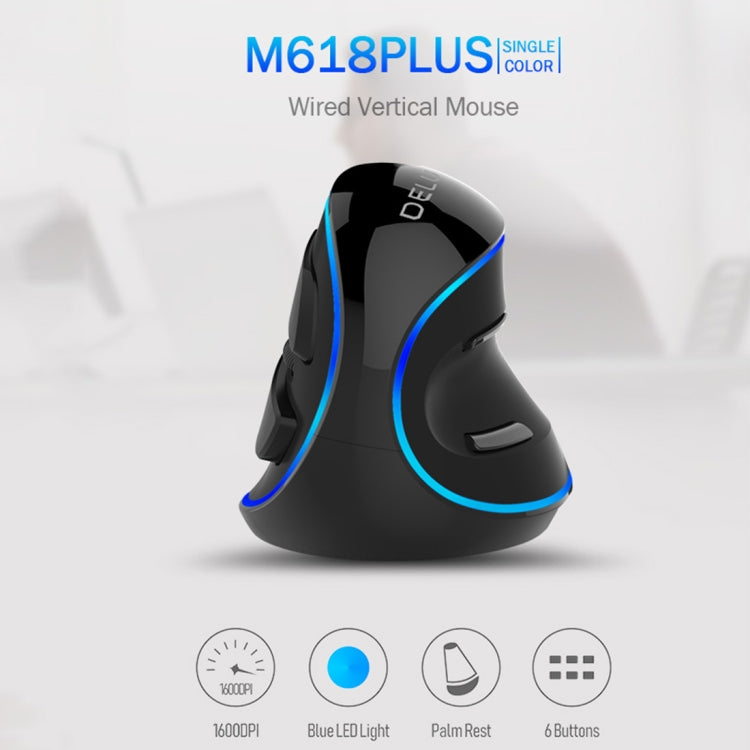 Mouse verticale cablato DELUX M618 Plus con DPI regolabili - immagine 2