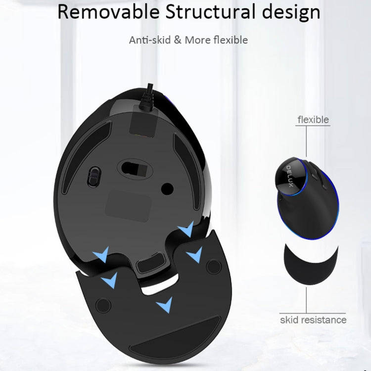 Mouse verticale cablato DELUX M618 Plus con DPI regolabili - immagine 7