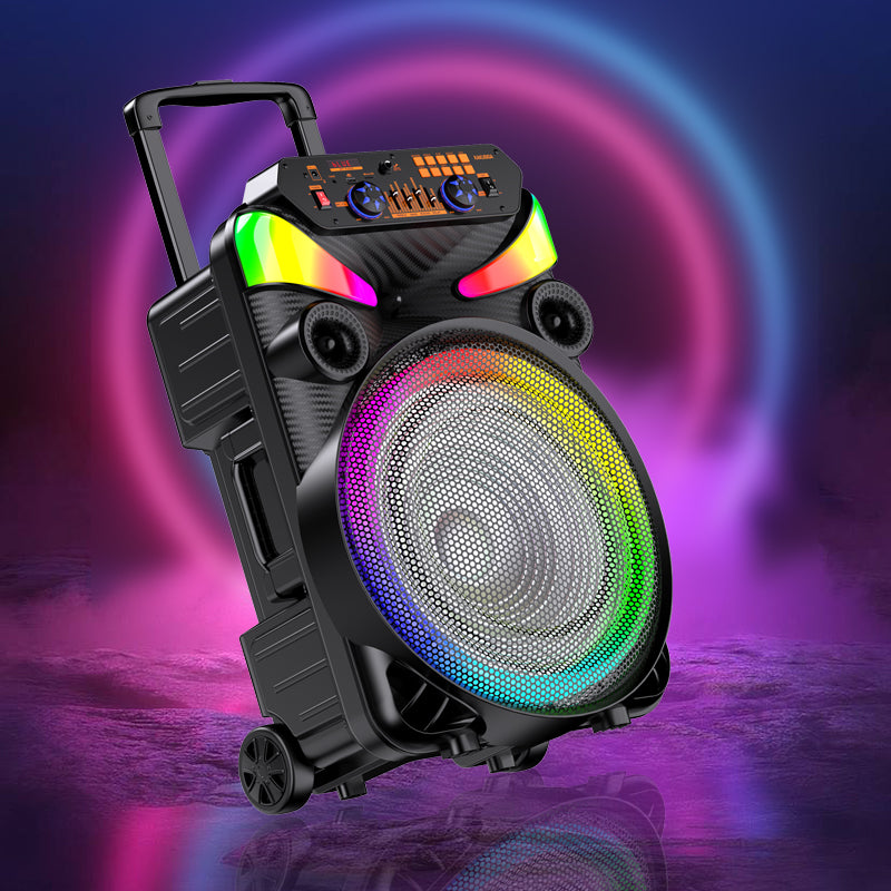 Cassa acustica portatile ricaricabile trolley 15" 40W Luce LED Bluetooth/SD/USB KK-15101