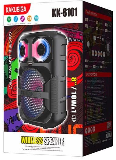 Cassa acustica ricaricabile 8" 10W luci LED Bluetooth/FM/USB KK-8101