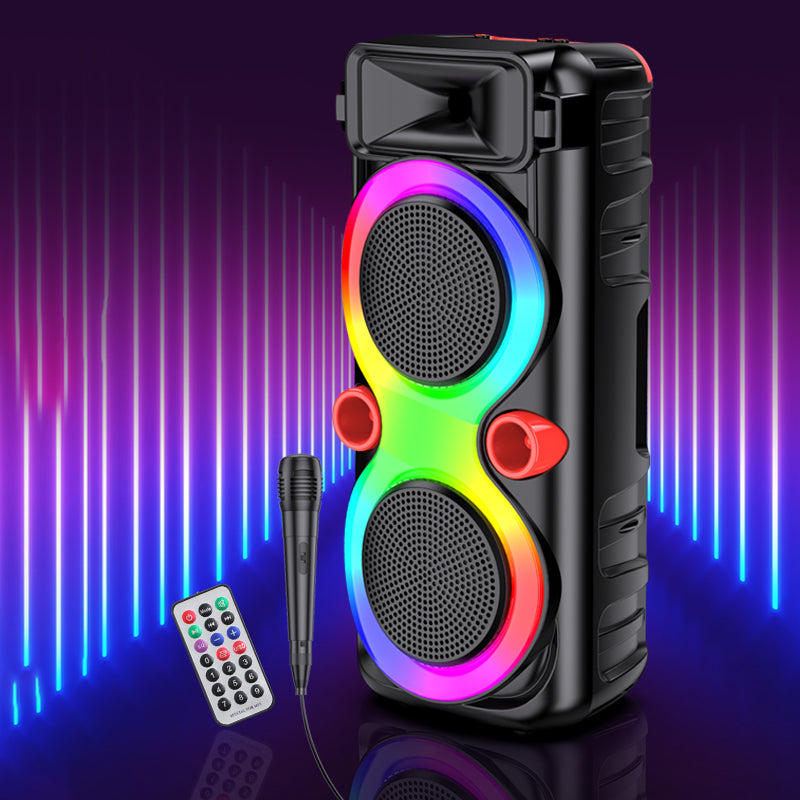 Cassa acustica portatile ricaricabile 2x8" 30W Luce LED Bluetooth TWS/SD/USB KK-8201
