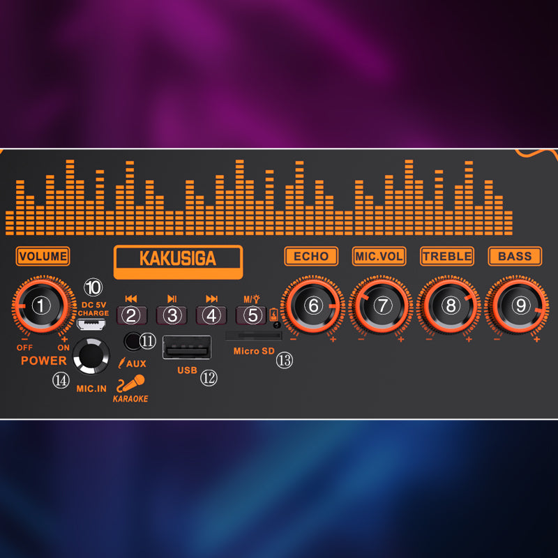 Cassa acustica portatile con tracolla 3x8" 40W Luce LED Bluetooth/Radio/USB KK-8301