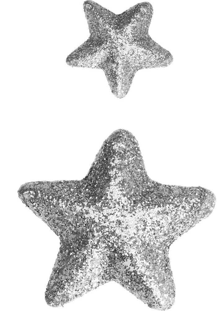 Stella glitterata dimensioni assortite 15-35mm colore argento 45 pezzi