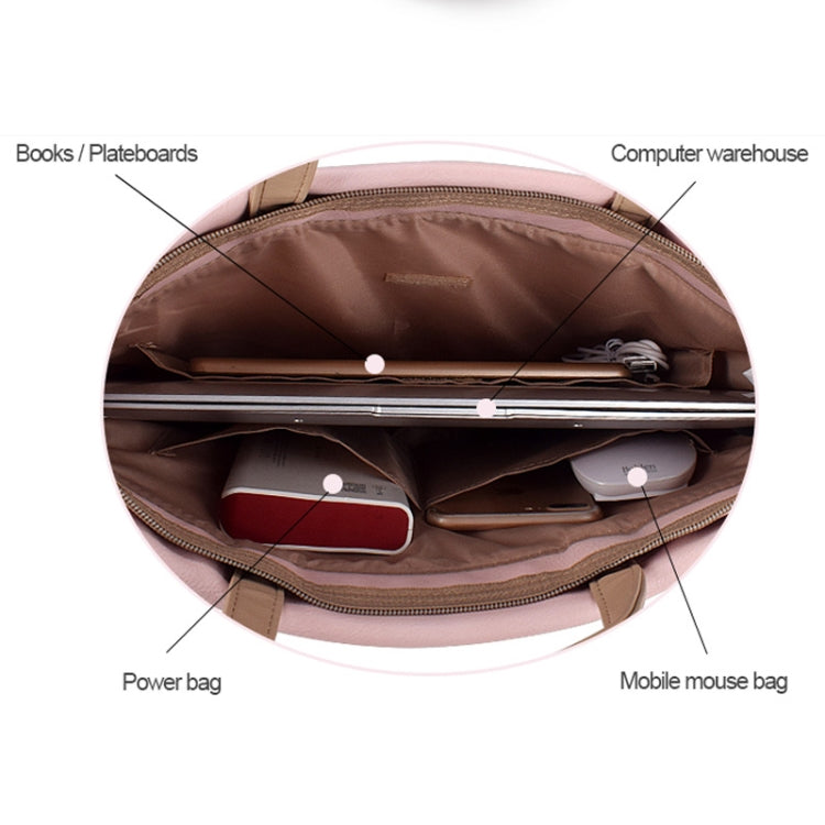 Borsa a tracolla impermeabile in PU per laptop 13,3 pollici rosa - immagine 5