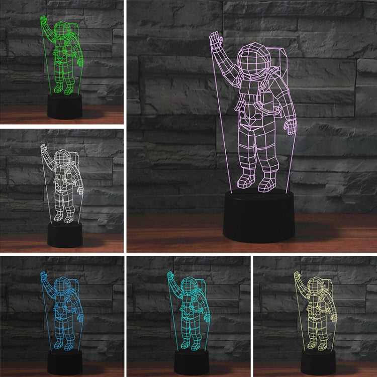 Lampada da tavolo LED 3D a forma di astronauta multicolore